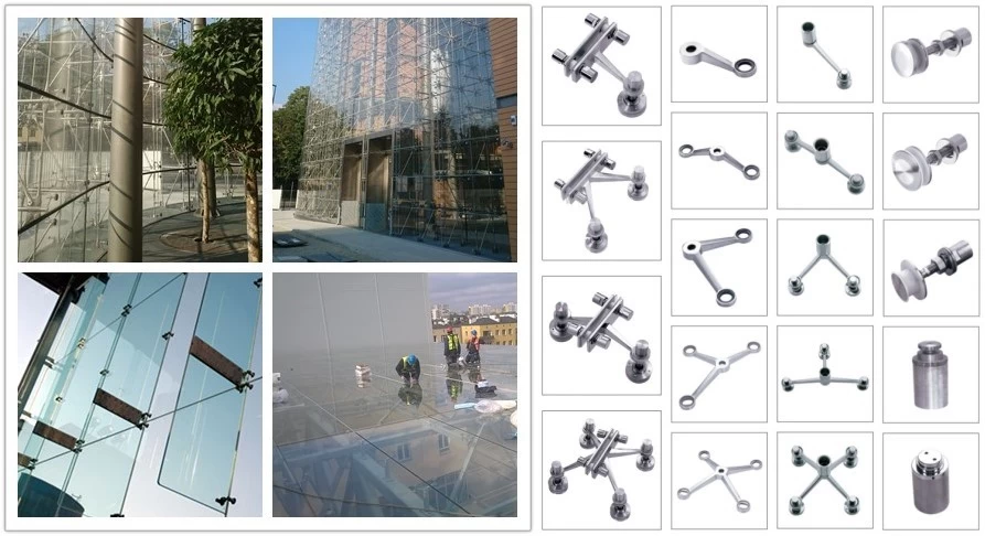 China factory spider glass facade system, stainless steel glass spider, toughened laminated glass facade for sale