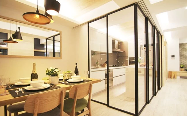 tempered glass kitchen partition wall