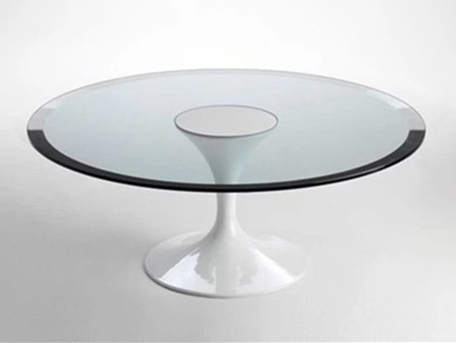 8mm clear round tempered glass top with bevel edge