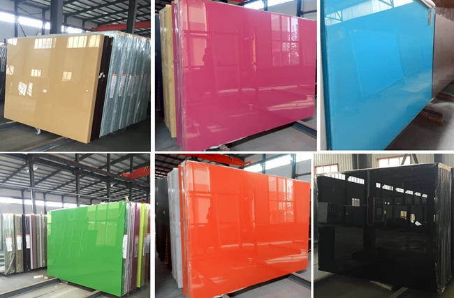 different colored lacquered glass 