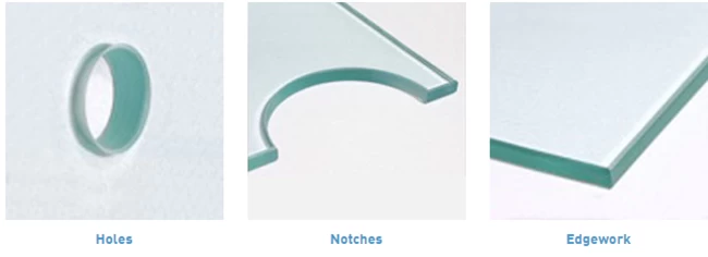 laminated glass with holes, notch, edge work