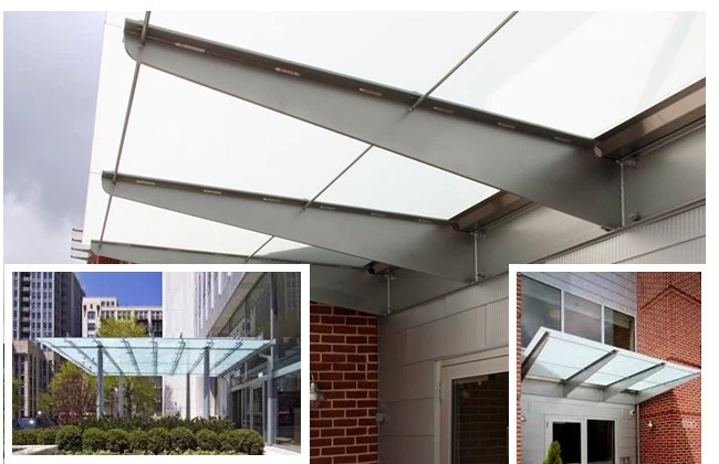 Opaque laminated glass canopy