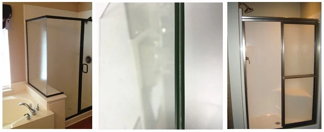 pattern glass and acid-etched laminated glass shower door