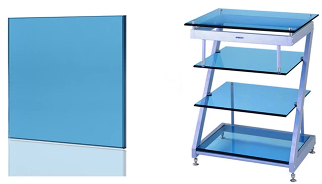 blue glass shelves