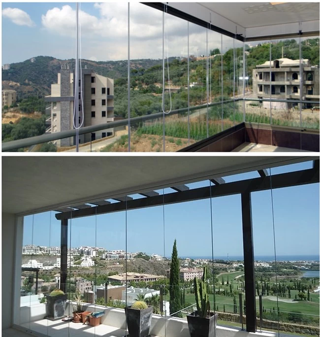 cover balcony glass curtains