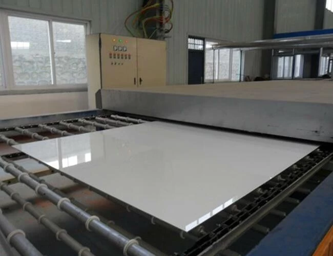production line of lacquered glass