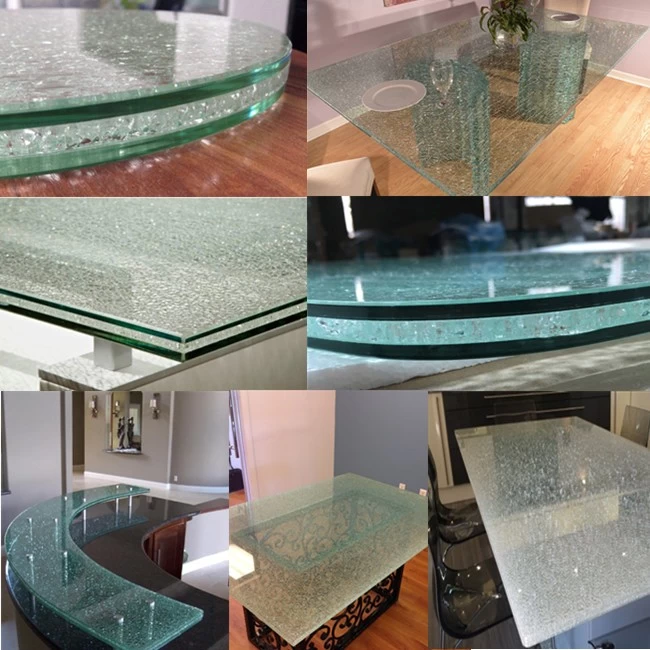 China cracked laminated glass table manufacturer