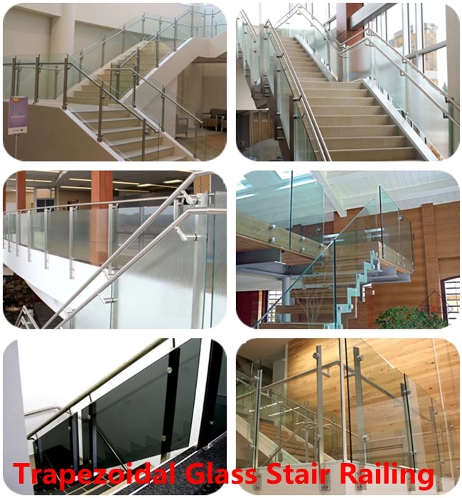 Trapezoidal safety stair railing glass manufacturer China
