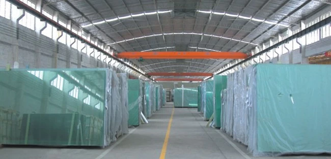 10mm F green float glass warehouse