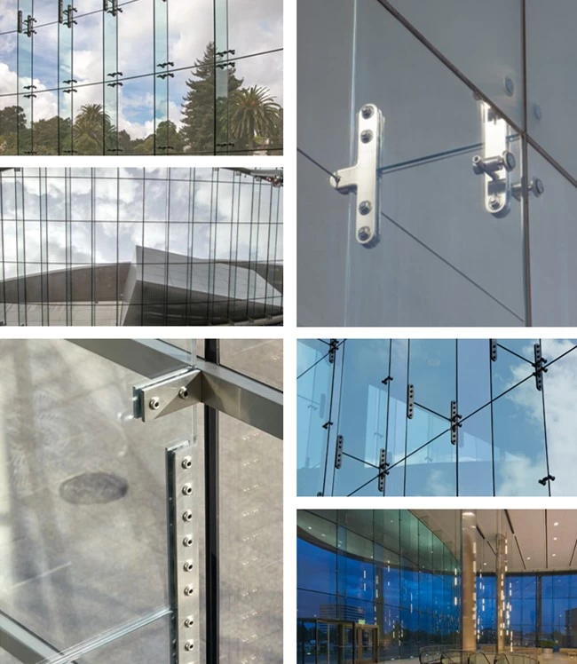 point-supported structural glass fins systems