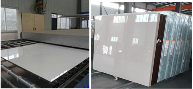 white painted glass producing and warehouse