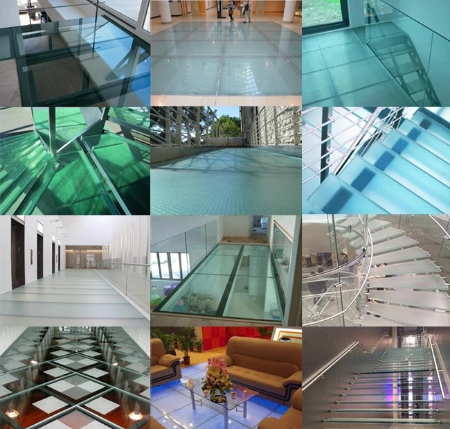 Skid resistance safety glass for floors
