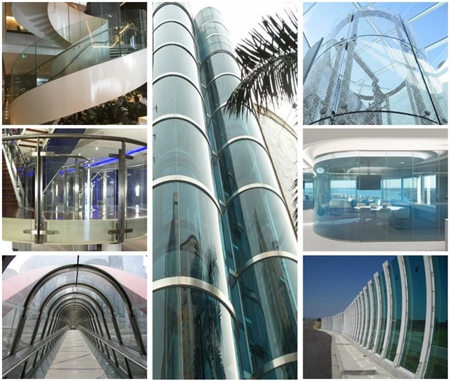 21.52mm clear curved toughened laminated glass‎ application