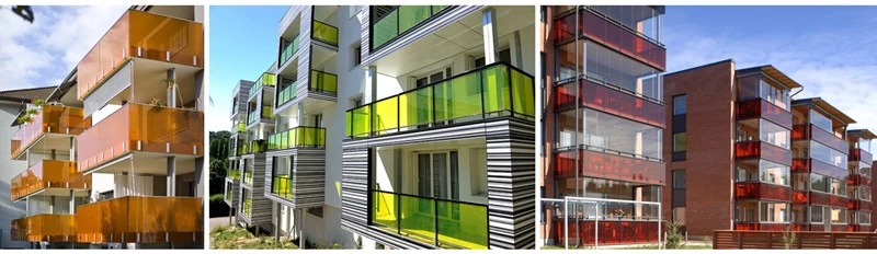 Colored PVB laminated glass railings
