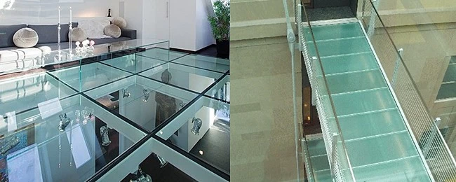 安全透明和半透明的玻璃地板