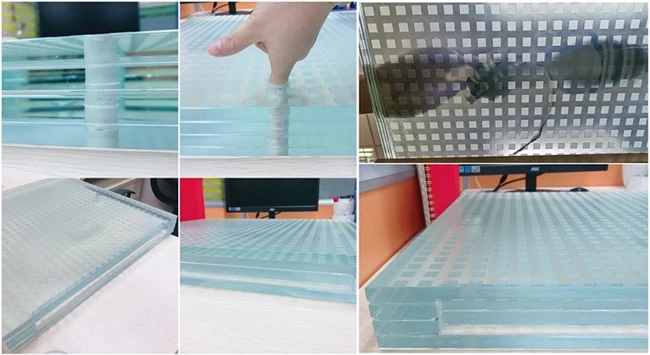 48mm acid etched ultra clear SGP tempered laminated glass