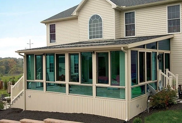 green color tempered glass sunroom