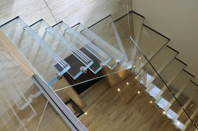 screen printed laminated glass staircase