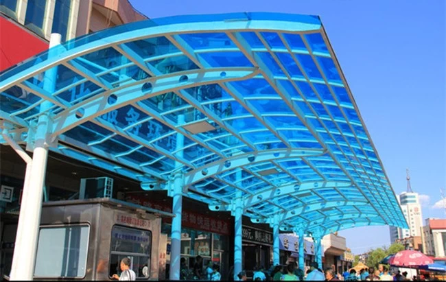 blue colored tempered laminated glass for canopy