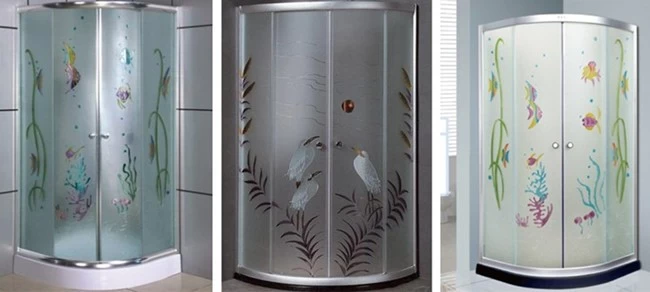 8mm decorative tempered glass shower enclosure