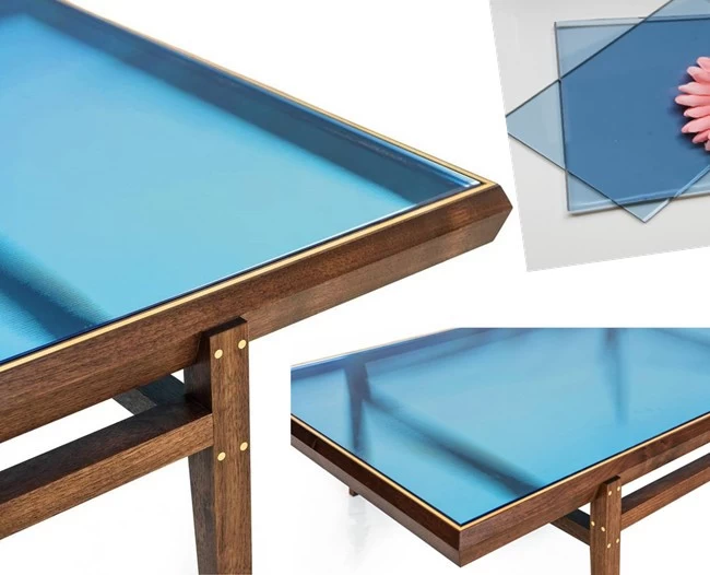 blue tempered glass table tops