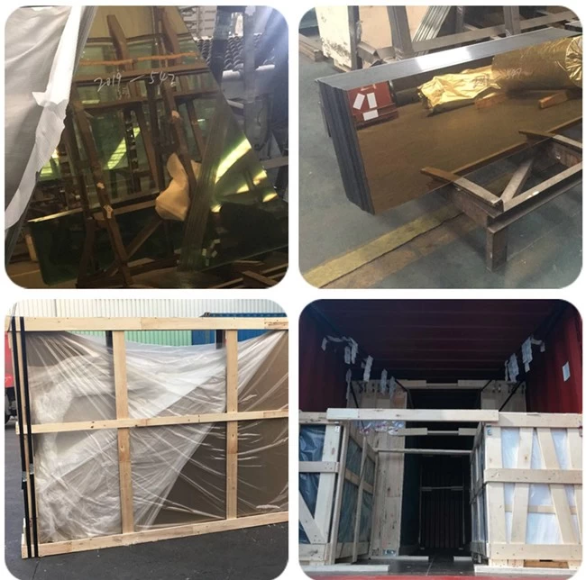 packing and loading golden reflective laminated glass