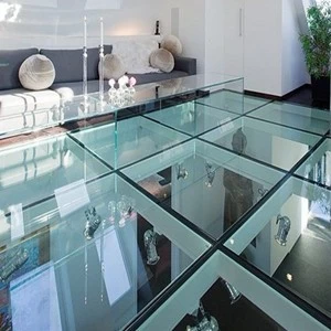 1” thick SGP tempered laminated glass,anti slippery/transparent/translucent glass floor