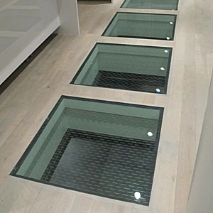 1” thick SGP tempered laminated glass,anti slippery/transparent/translucent glass floor