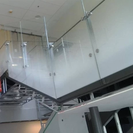 Architectural glass suppliers gradient etched tempered and laminated glass handrail railings