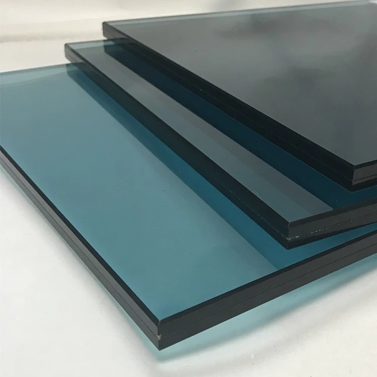 China supplier 6mm green+0.76mm clear PVB+6mm blue colour laminated glass 12mm