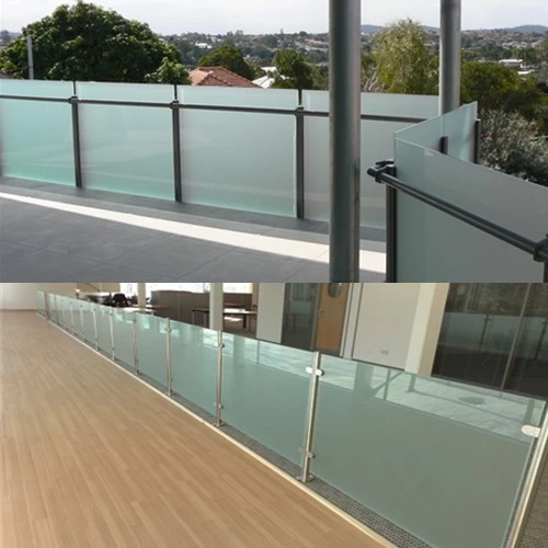 China suppliers 44.2 55.2 opaque white frosted tempered laminated glass for balustrade