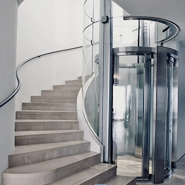 Chine Verre d'ascenseur ronde résidentielle, en verre d'ascenseur personnalisé, ascenseurs en verre circulaire, fabricant de verre de levage incurvé fabricant