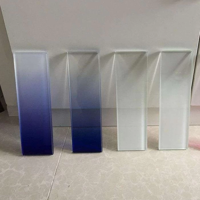 Special design bathroom frost gradient milky color 12mm low iron toughen glass extra clear safety shower glass 1/2’’ color printed tempered glass door