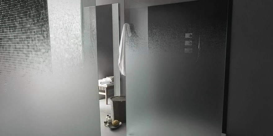 gradient frosted glass shower door