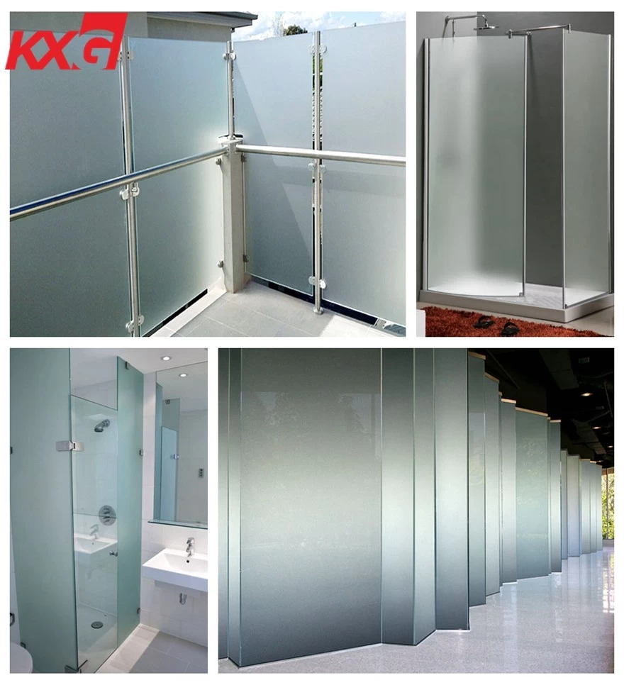 Acid-etched frosted glass balustrade supplier-safety railing glass