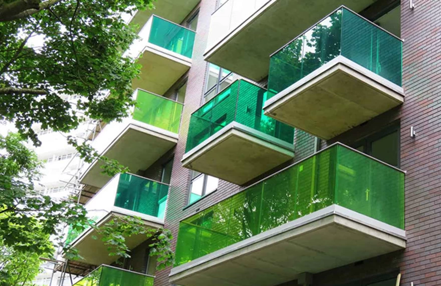 colored pvb film laminated glass balcony