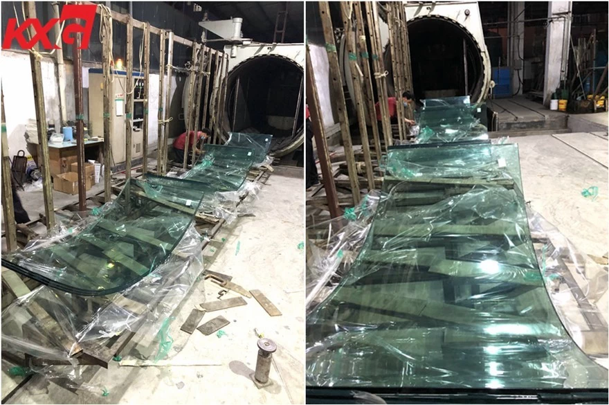 SGP film triple curved tempered laminated safety glass--KXG