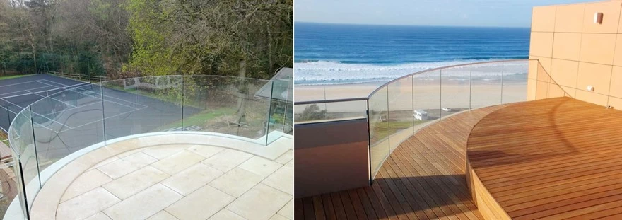 21.52mm low iron curved toughened laminated glass railing