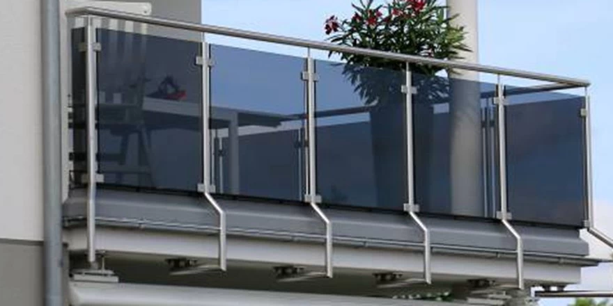 grey tinted decorated glass balustrade