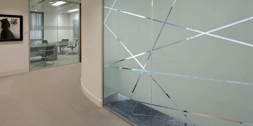 acid etched frosted glass decorated glass wall