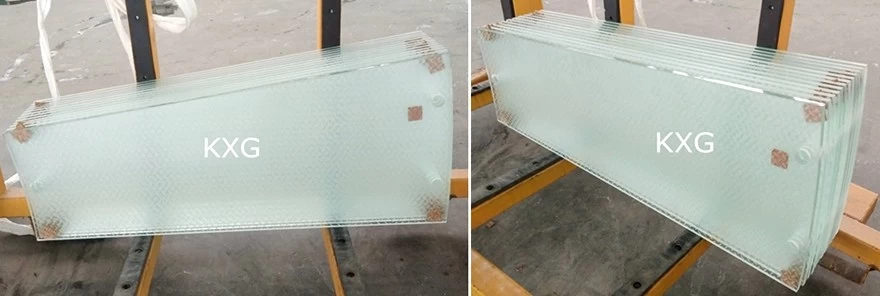 Low iron ultra clear anti slip glass stair tread