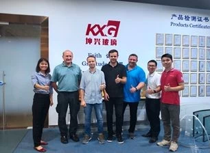 Germany Clients visting KXG for 4mm safety clear tempered glass