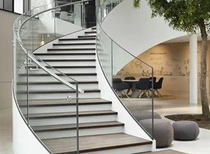 Beautiful and elegant glass handrail stairs