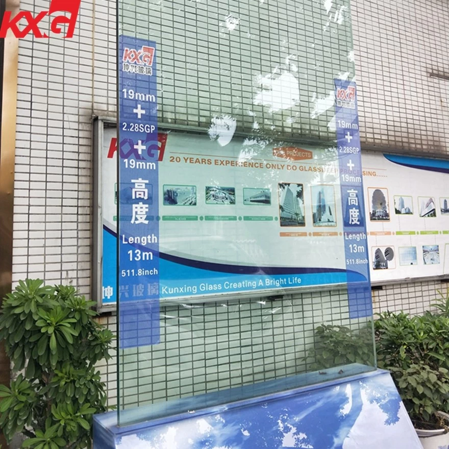China China factory strong safety 19+2.28mm+19mm SGP tempered laminated security glass price manufacturer