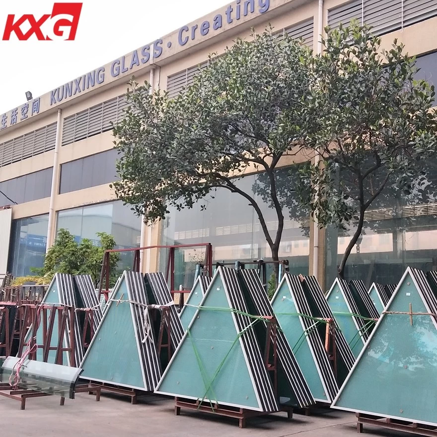 China Triangular 6mm+12A+6mm double clear silk screen printing tempered insulated glass panels for commercial windows and curtain walls manufacturer