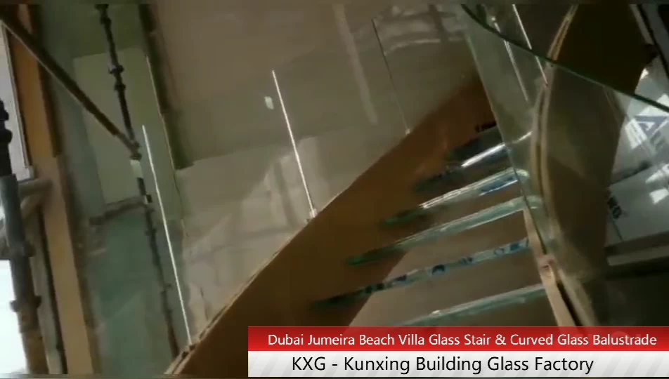 Escalera de cristal de Dubai y barandilla de vidrio KXG