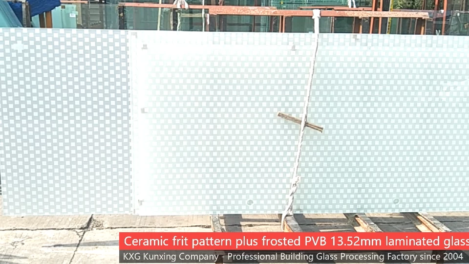 KXG 13.52mm frit keramik frosted PVB kaca laminated toughened