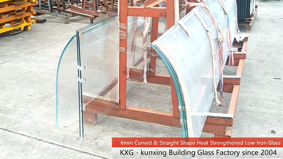 Vidrio de bajo contenido en hierro de 6 mm curvado y recto, reforzado con calor - KXG