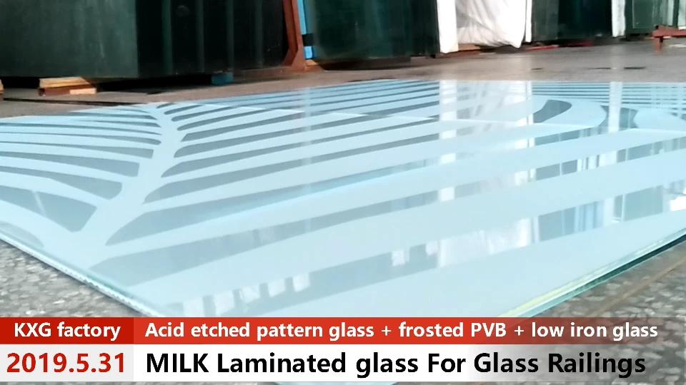 KXG 13.52 mm นิรภัย Milk Laminated Glass สำหรับราวบันไดกระจก