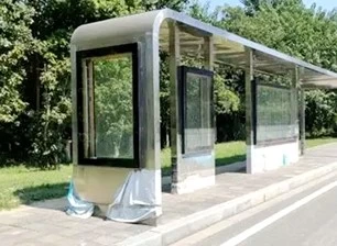 bus stop billboard glass.